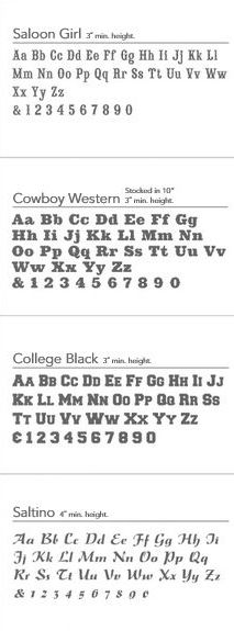 Letter font reference sheet 2